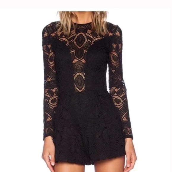 Alexis Pants - NEW! Alexis Black Lace Overlay Romper Playsuit Jumpsuit Dress XS…